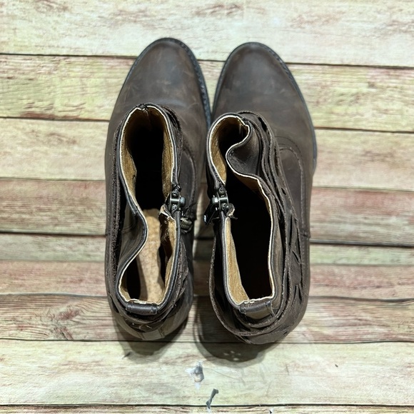 Circle G Brown Leather Ankle Boots - Picture 6 of 10